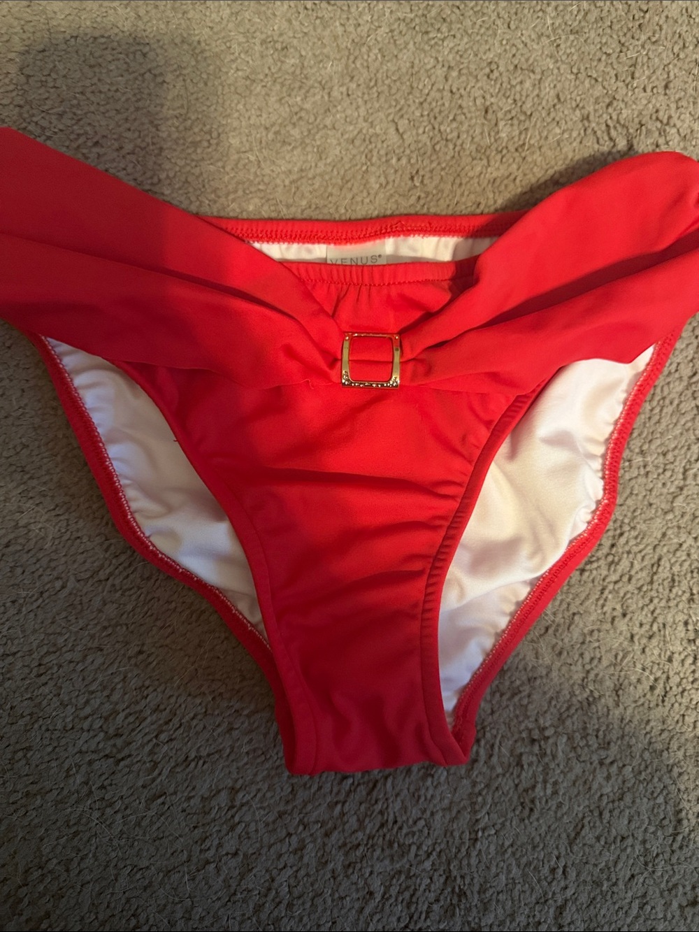 VENUS Red Bikini Bottom with Gold Accent